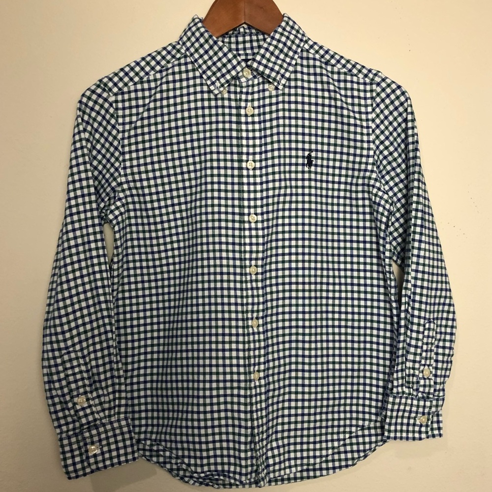 💜Ralph Lauren Boys Size 10/12 Blue/Green Plaid